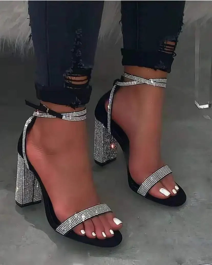 Heel Sandals Women Rhinestone Sexy Transparent High Heels Sandals Female New Summer Party Dress Shoes Ladies Pumps Plus Size