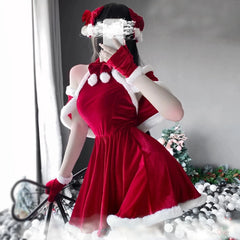 pantsparadises Christmas Women Dress Xmas Sexy Lady Santa Claus Cosplay Costume Sexy Lingerie Winter Red Dress Bunny Cosplay Girls Uniform