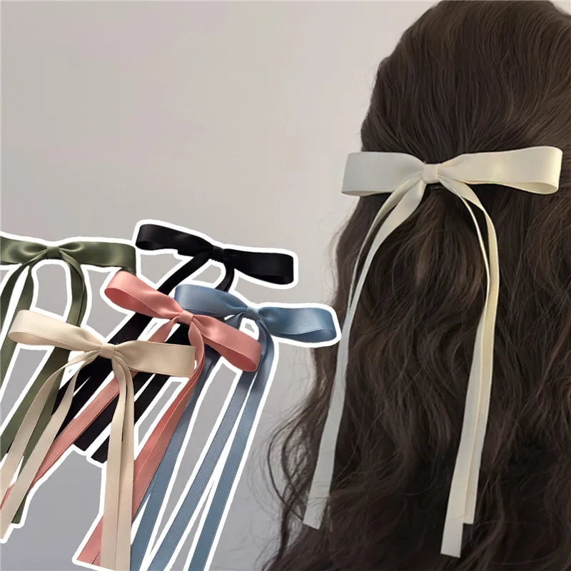 pantsparadises Korean Fashion Fabric Hair Bow Hairpin for Women Girls Ribbon Hair Clips Black White Bow Top Clip Female Hair Accessories Gifts