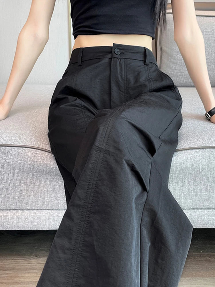 pantsparadises Pure Color High Waist Slim Chic Two Ways To Wear Sweatpants Women Summer New Simple Casual Fashion Loose XS-2XL Female Y2K Pants