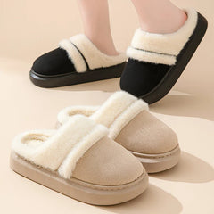 pantsparadises Fashion Fluffy Plush Thick Bottom Slippers New Winter Womens Thicken Warm Slippers Casual Indoor Indoor Cotton Slides Shoes