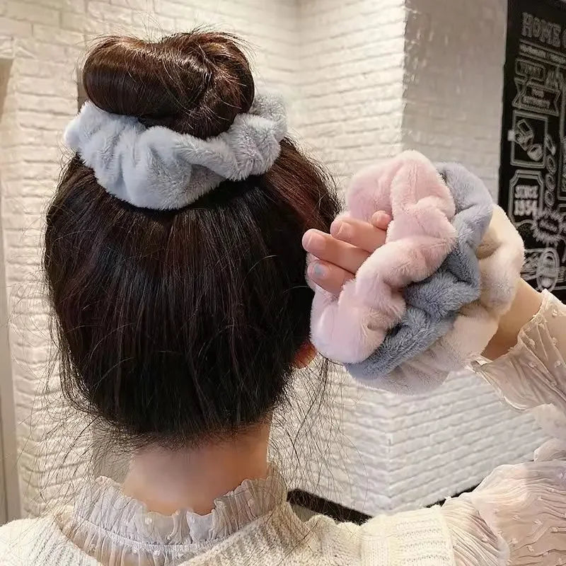 pantsparadises Autumn Winter New Sweet Plush Soft Girls' Women Pompom Hair Ties Elastic Hair Band  Ropes  Accessories Headwear