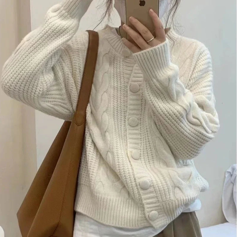 pantsparadises Ladies Sweaters Winter Button Kawaii Knitted Top for Women Yellow Cute Cardigan Designer Y2k Fashion Korea Korean Luxury Jumper