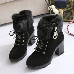 pantsparadises Women Boots Winter Designer High Heels Shoes for Women New Short Plush High Platform Ankle Boots Elegant Botas Mujer