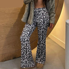 Grunge Leopard Print Casual Pants Streetwear y2k Aesthetic Women Jogging Trousers Vintage Coquette Basic Capris Harajuku