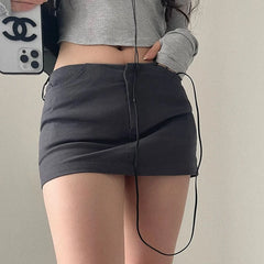 pantsparadises Women's Mini Skirts Vintage Sexy Low Waist Y2k Streetwear Micro Skirt Hot Girls Spring Summer European American Slim Faldas New