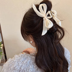 pantsparadises New Vintage Black White Bow Hair Claw Clips Women Large Fashion Korean Bowknot Hairpins Crab Ponytails Hair Accessories Female