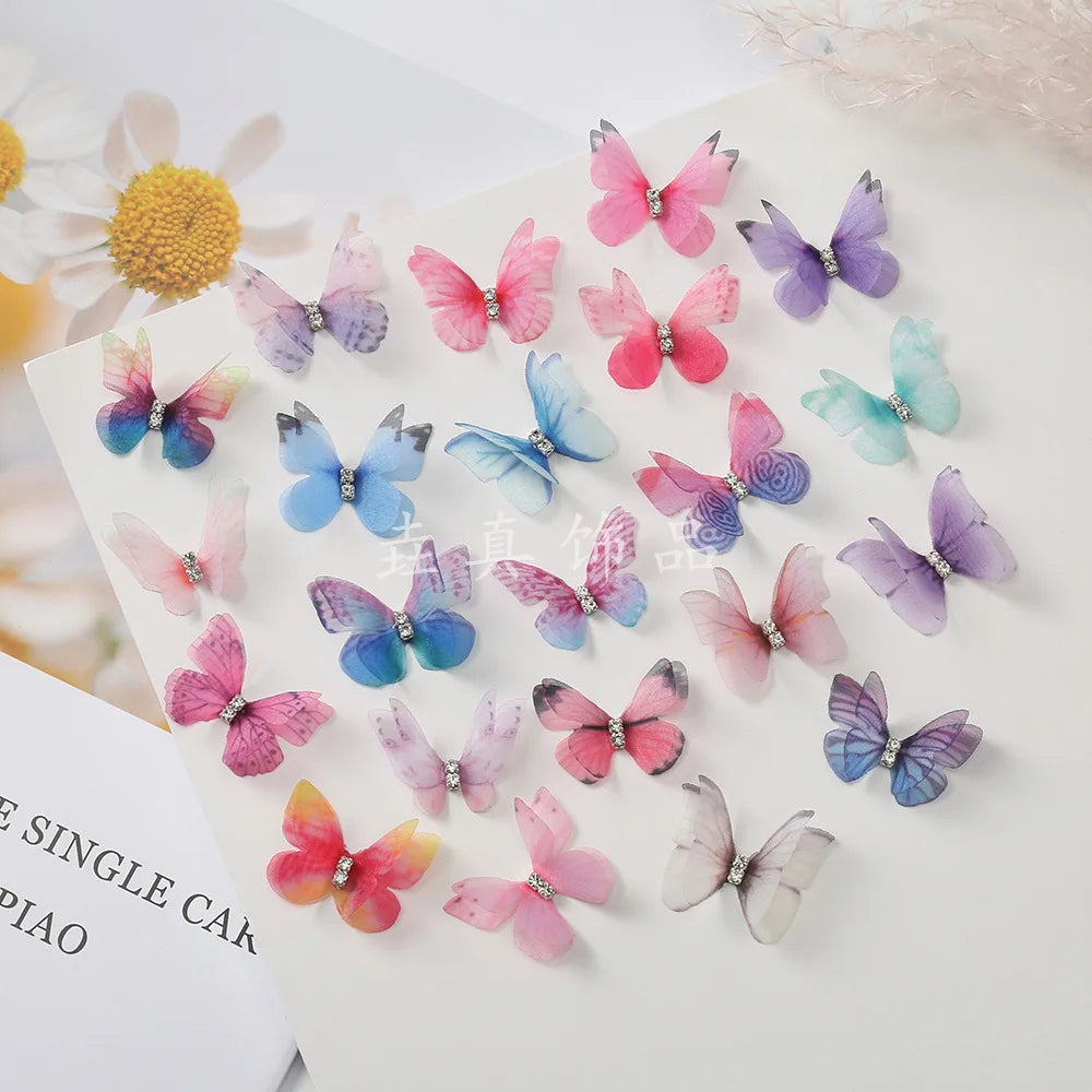 pantsparadises 5PCS New Cute Princess Mesh Double-layer Butterfly Lovely Girls Hairpins Children Headwear Hairgrip Hair Clips Hair Accessories