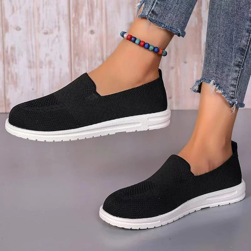 pantsparadises Women's Knitted Mesh Loafers Plus Size 43 Lightweight Soft Sole Casual Shoes Woman Autumn Non-Slip Breathable Flats Shoes