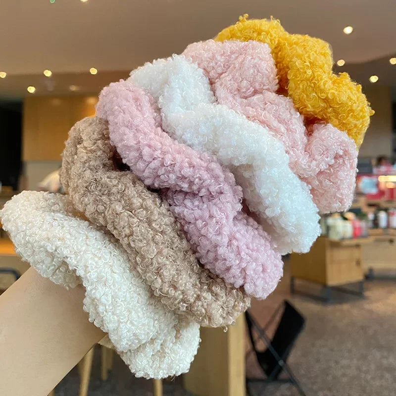 pantsparadises Autumn Winter New Sweet Plush Soft Girls' Women Pompom Hair Ties Elastic Hair Band  Ropes  Accessories Headwear