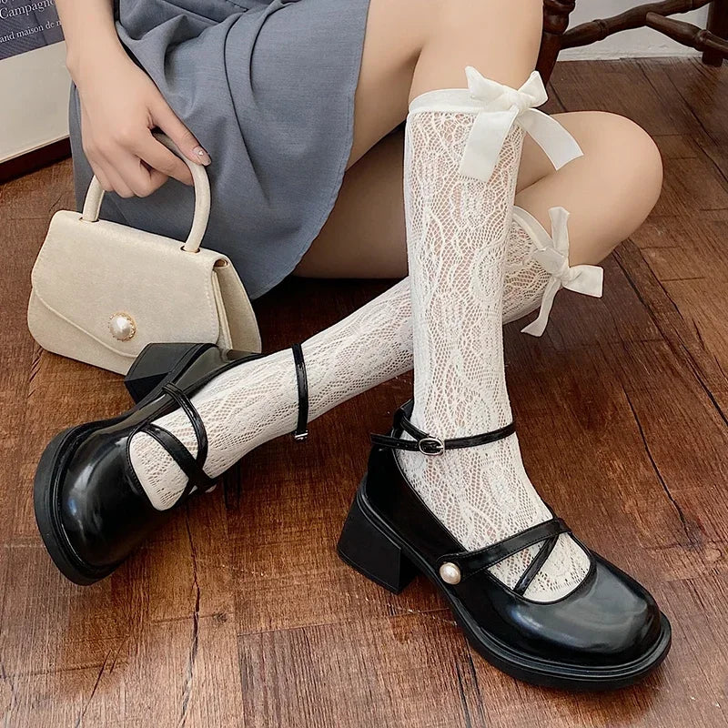 pantsparadises Women Loafers Retro Brown Mary Jane Shoes Women Thick Heels Ankle Buckle Lolita Shoes Woman Uniform Pu Leather Pumps Shoe Female