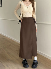 pantsparadises 3Colors S-XL Irregular Long Skirt Women Summer Ankle Length Casual High Waist Pencil Long Skirts Female