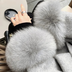 pantsparadises winter dinner outfits High End Double-sided Wool Strapping Real Wool Fur Coat Women's Removable Cuffs Fox Fur Temperament Cashmere Short Jacket