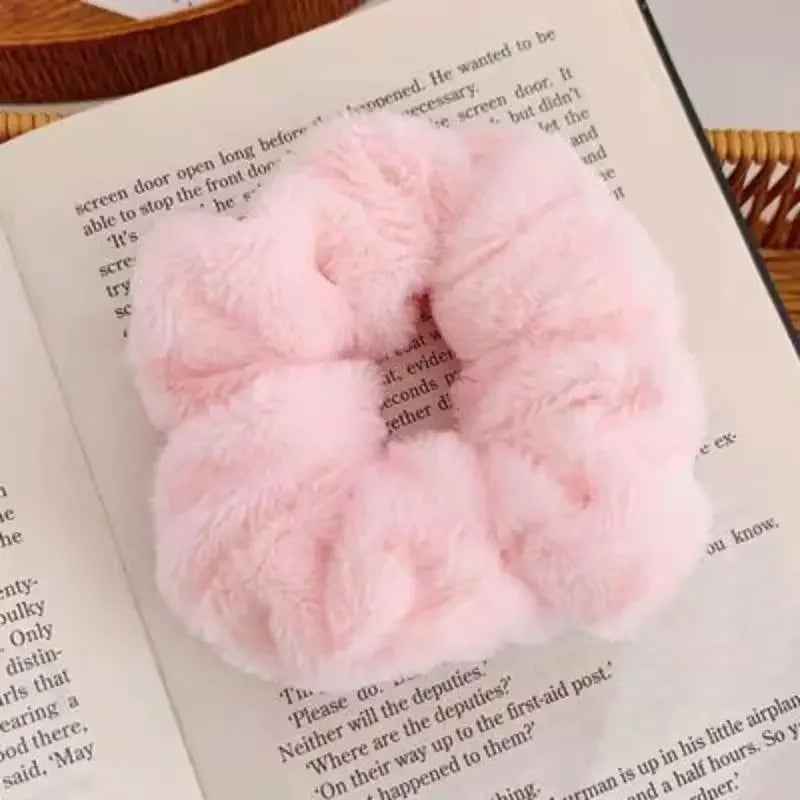 pantsparadises Autumn Winter New Sweet Plush Soft Girls' Women Pompom Hair Ties Elastic Hair Band  Ropes  Accessories Headwear