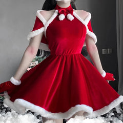 pantsparadises Christmas Women Dress Xmas Sexy Lady Santa Claus Cosplay Costume Sexy Lingerie Winter Red Dress Bunny Cosplay Girls Uniform