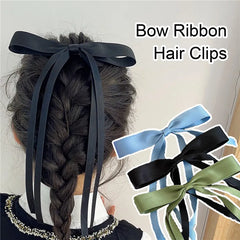 pantsparadises Korean Fashion Fabric Hair Bow Hairpin for Women Girls Ribbon Hair Clips Black White Bow Top Clip Female Hair Accessories Gifts