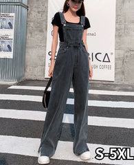 pantsparadises Preppy Style Loose Denim Jumpsuits Women Chic Vintage Patchwork Streetwear Overalls BF Spring Designed Popular Ins Hot All-match