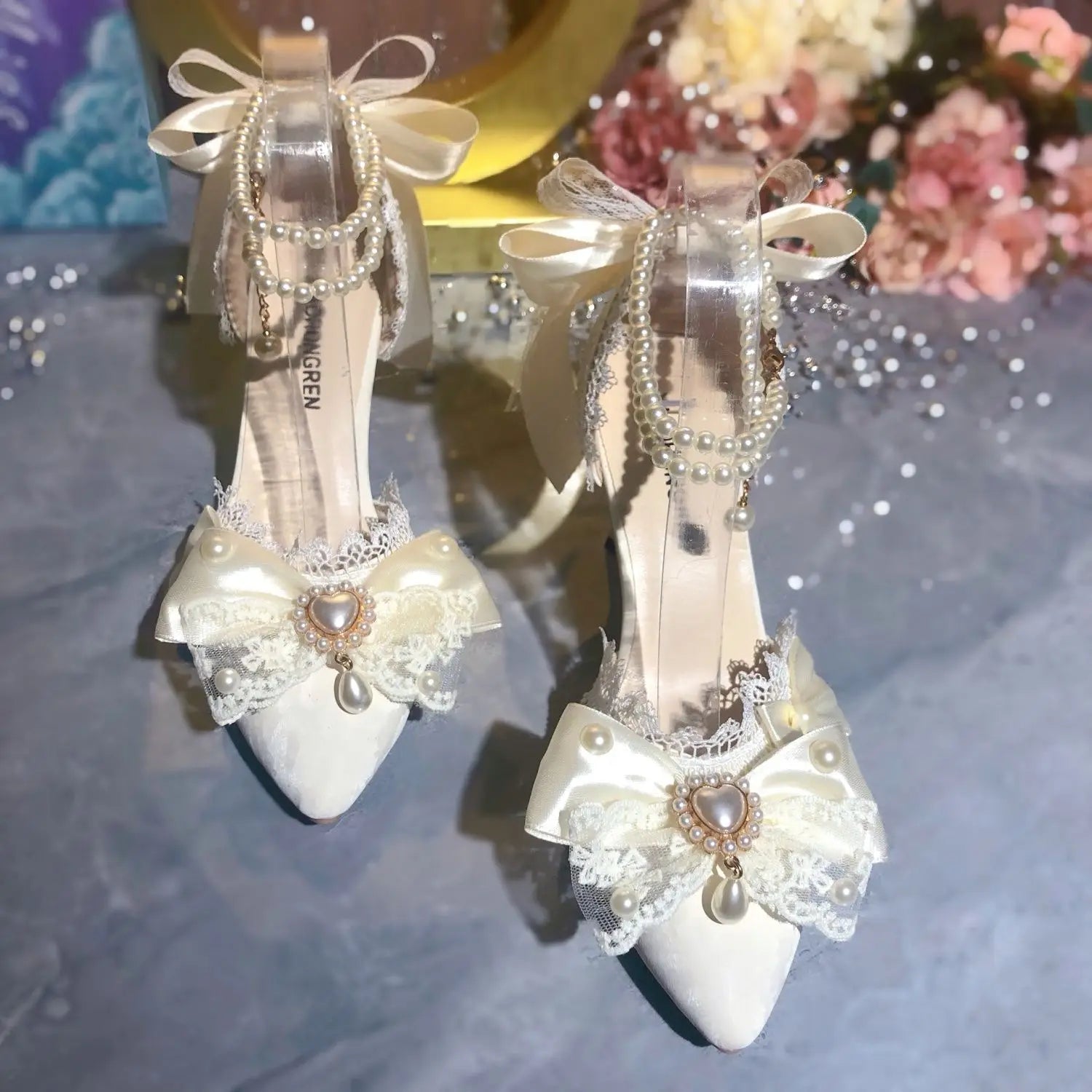 pantsparadises White Bridal Shoe Wedding Shoes for Women Luxury Designer Mary Jane Elegant Woman Heeled Shoes Designer Heels Y2k Style Shoes