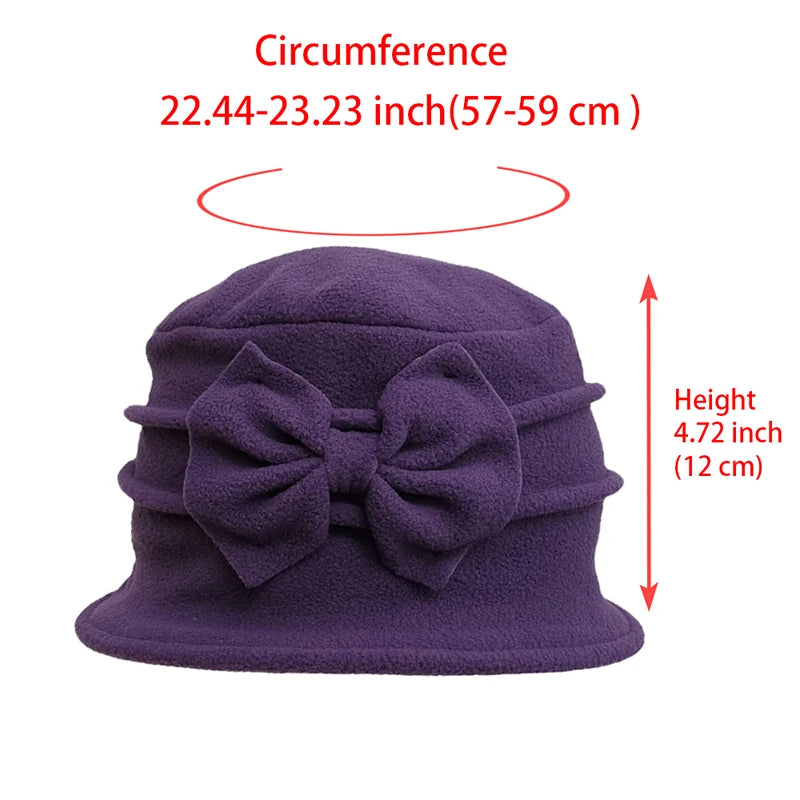 pantsparadises church outfit winter Womens Bell Beret Hat French Vintage Floral Fleece Cloche Hat Classic Winter 1920s Bucket Hat