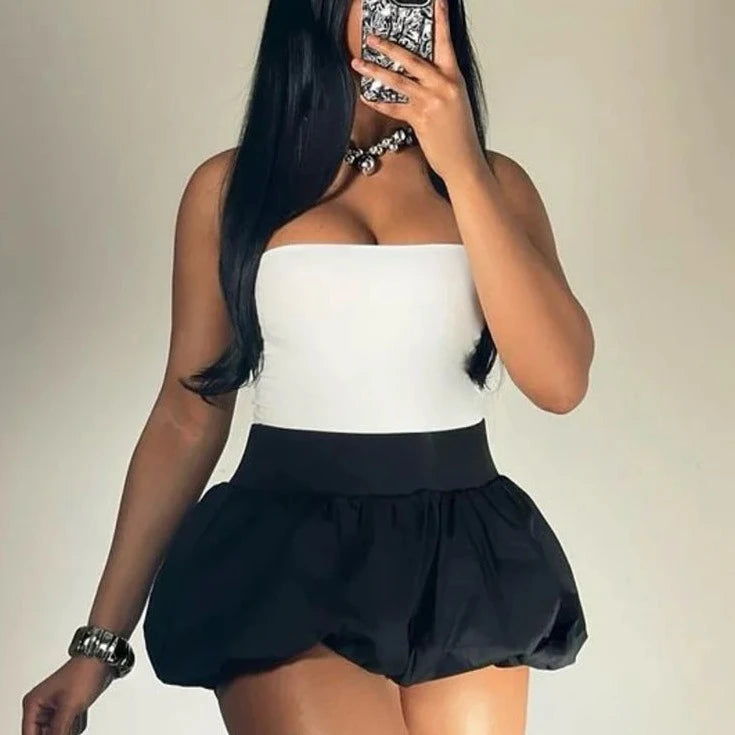 pantsparadises Ball Gown Skirts Women Y2K Hottie 2024 Summer Trend Midnight Waistband Miniskirts Birthday Streetwear Wild Bottoms