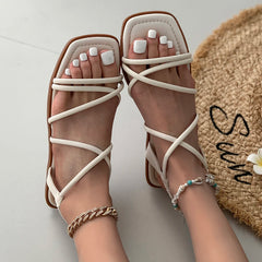 pantsparadises Fashionable Flat Sandals Women Wear a Variety of Summer Fairy Style Simple Beach Roman Sandals Sandals