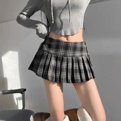 pantsparadises Vintage Plaid Mini Skirt Women Sexy Harajuku Y2k Preppy Style Pleated Skirts Korean Fashion Streetwear Short Skirts