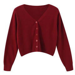 pantsparadises FALL OUTFIT Women Knit Cardigans Sweater V-neck  Long Sleeve Thin Jacket Spring Autumn Cashmere Cardigans Solid Single Breasted Sweaters