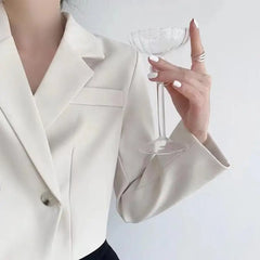 pantsparadises Short Fashion women Blazer Solid Color single-breasted women's Long Sleeve Blazers 2024 Elegant Ladies Thin office Jacket Coat