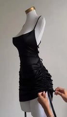 pantsparadises DRESS TO IMPRESS 2024 Dress Summer High Sense Lace-up Sexy Halter Spice Bag Hip Skirt