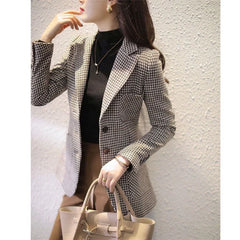 pantsparadises Autumn Spring Thin Plaid Blazers For Women Double Breasted Woman Jackets Loose Fashion Outwear Female Clothes Plus Size 3XL