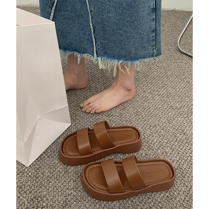 pantsparadises Anti-slip Slippers Women Sandals 2024 New Outdoor Wear Thick Sole Sandals In Summer Slippers Platform Sandals Women Sandals