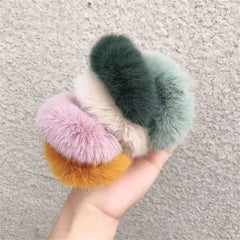 pantsparadises Winter Fluffy Fur Elastic Hair Bands Hair Rings For Women Girls Plush Hair Ropes Hairwear Rubber Band Hair Loop Hair Accessories