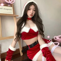 pantsparadises Hot Christmas Outfit Super Sexy Santa Cosplay Costumes For Women Holiday Party Club Performance Photoshooting Seductive Tempting