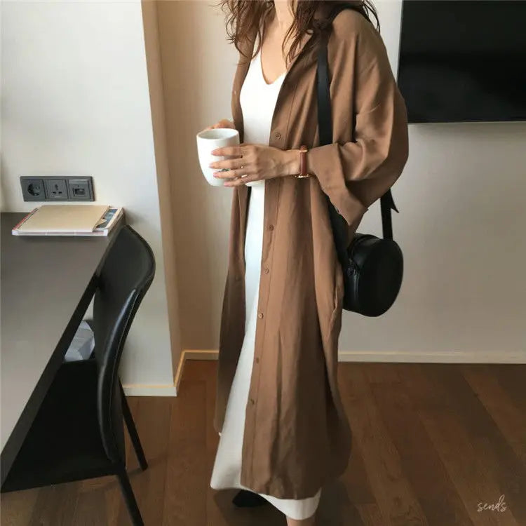 pantsparadises DRESS TO IMPRESS Shirt Dress For Women Harajuku Aesthetic Vintage Clothes Woman Korean Fashion Maxi Robe  Casual Dresses Long