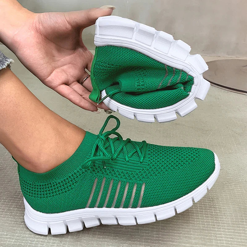 pantsparadises Mesh Breathable Soft Sole Sneakers Women Lightweight Non-Slip Running Walking Shoes Woman 2024 Spring Casual Lace Up Flats Shoes