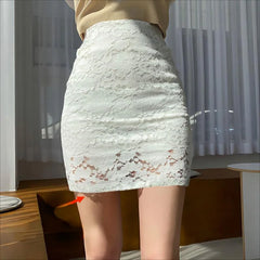 pantsparadises Lace Skirts for Woman Wrap White Tight Women's Skirt Midi Clothes Korean Style Premium High Quality Vintage Trend Stylish