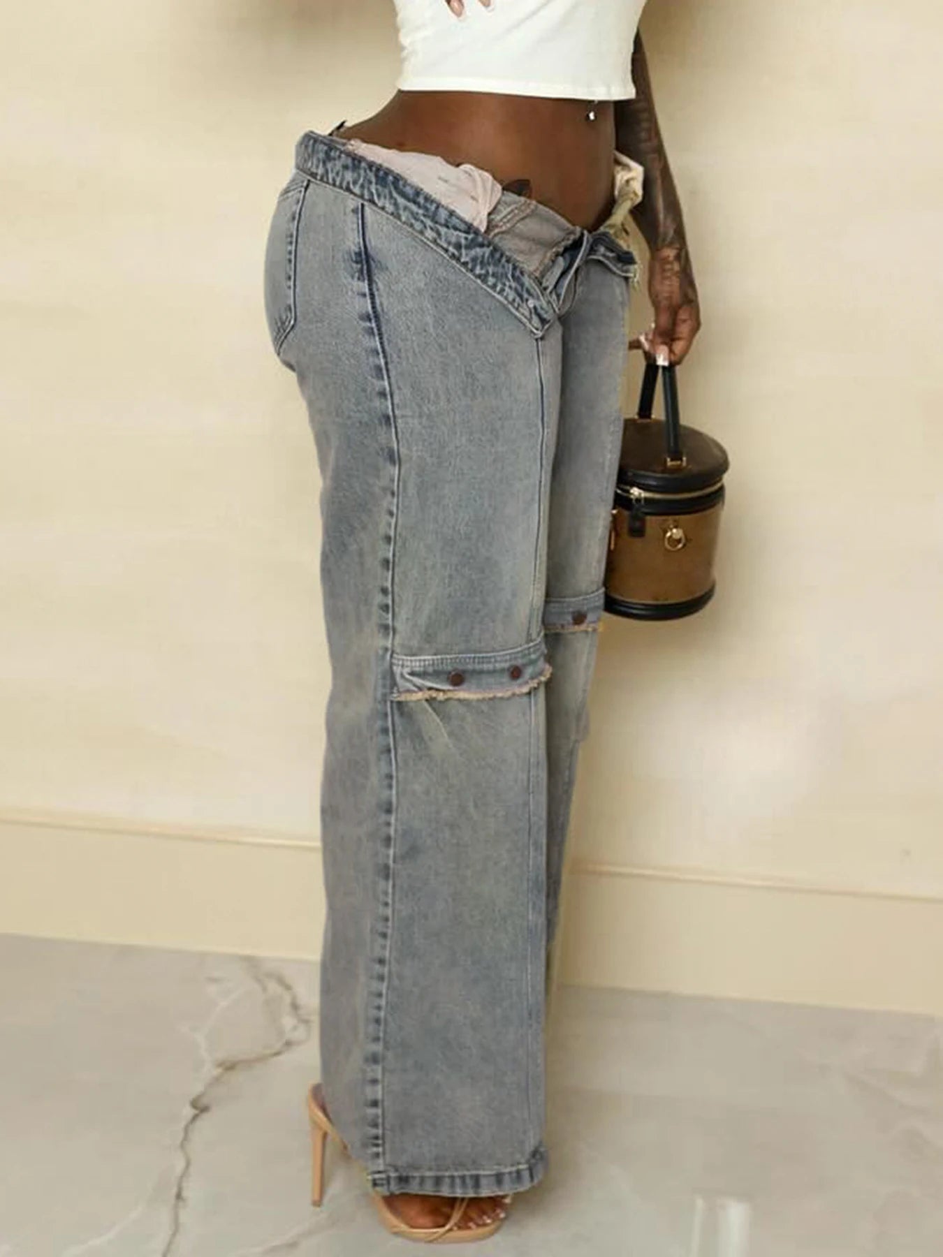 pantsparadises Vintage Old-wash Straight-leg Jeans Y2k Baggy Women'S Jeans Streetwear Chic Wide Leg Trousers Grunge Denim Pants 2024