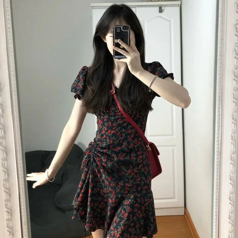 pantsparadises DRESS TO IMPRESS Female Dresses Floral Flower Women's Dress Soft Aesthetic Offer Original Hot New In Vintage Xxl Retro Fashion Summer 2024 Loose