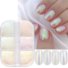 pantsparadises Moonlight Mirror Nails Powder Metallic Chrome Effect Pigments Gel Polish Laser Dust Glitter Aurora Shiny Pearl Nail Manicure Dec