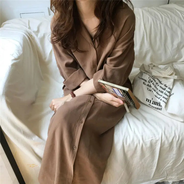 pantsparadises DRESS TO IMPRESS Shirt Dress For Women Harajuku Aesthetic Vintage Clothes Woman Korean Fashion Maxi Robe  Casual Dresses Long