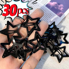 pantsparadises New Dark Y2K Girls Black Star Bobby Pin Hairpin Cool Charm Metal BB Hair Clip for Woman Pentagram Harajuku Headwear Accessories