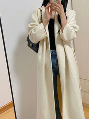 pantsparadises Autumn and Winter Women's Casual Solid Color Long Loose Coat