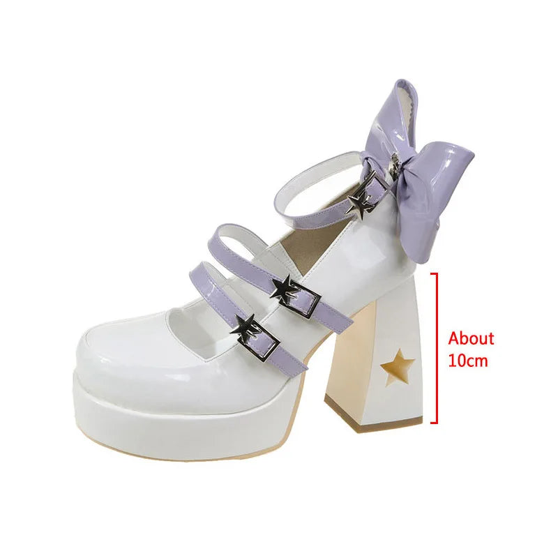 pantsparadises Chunky Platform High Heels Pumps Women Spring Punk Thick Heel Mary Jane Lolita Shoes Woman Patent Leather Cosplay Shoes