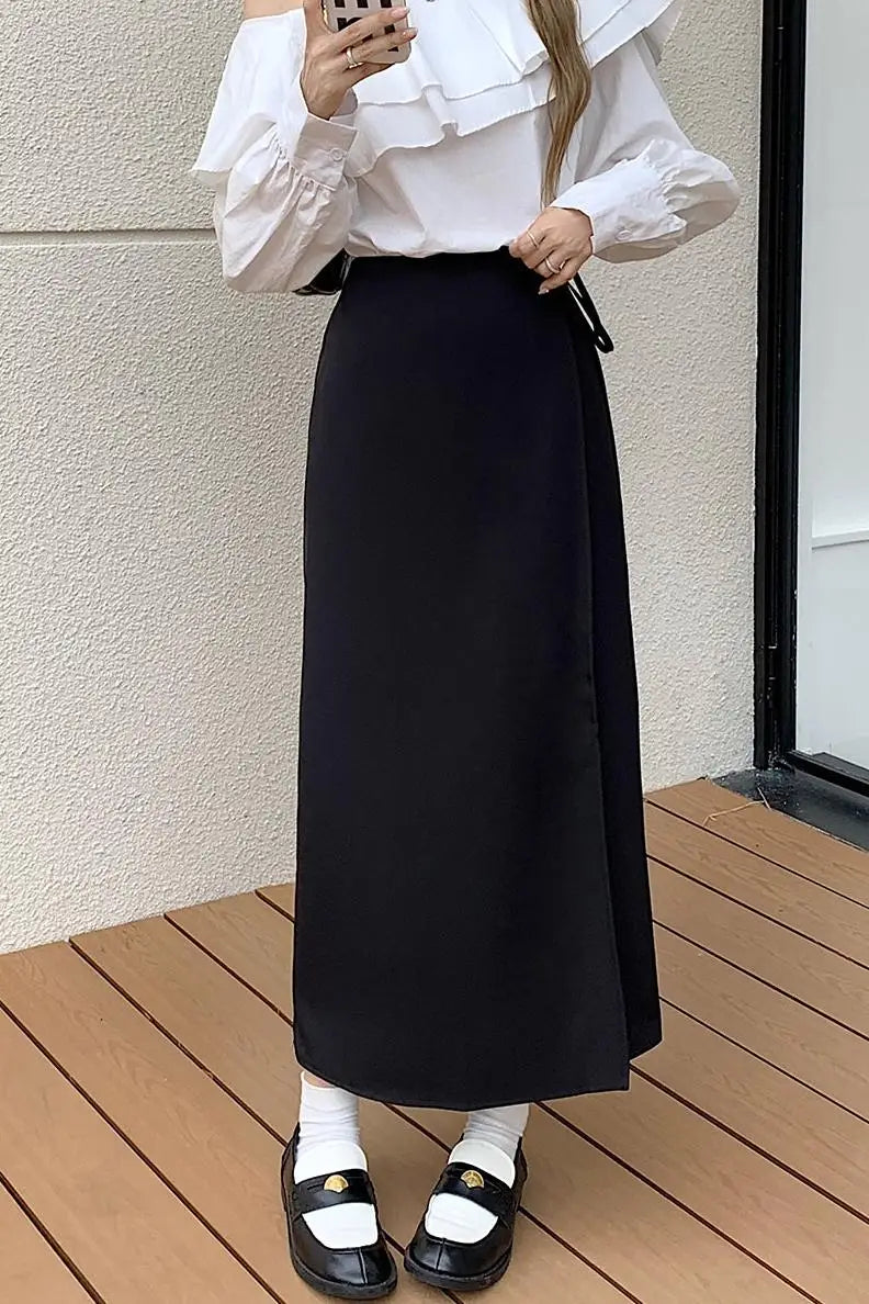 pantsparadises 3Colors S-XL Irregular Long Skirt Women Summer Ankle Length Casual High Waist Pencil Long Skirts Female