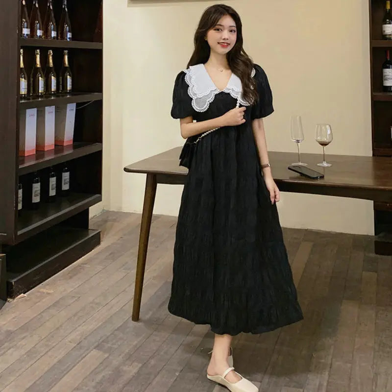 pantsparadises French Vintage Midi Dress Women Elegant Sweet Party Princess Dress Female Korean One-piece Dress Wedding Gothic Clothes New