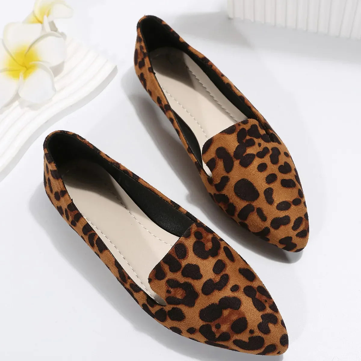 pantsparadises Loafers Flats Leopard Pointed Toe Casual Women Shoes New Comfortable Walking Mujer Zapatos:Wear-resisting