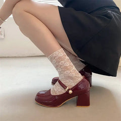 Mary Jane Shoes Women's Shoes Thick Heel Buckle Lolita Shoes School Fashion Simple Hundred High Heels Women Heels