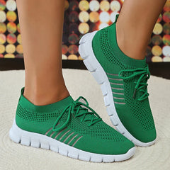 pantsparadises Mesh Breathable Soft Sole Sneakers Women Lightweight Non-Slip Running Walking Shoes Woman 2024 Spring Casual Lace Up Flats Shoes