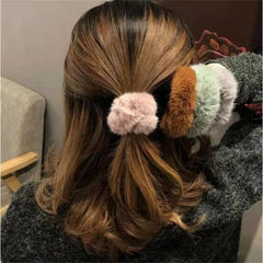 pantsparadises Winter Fluffy Fur Elastic Hair Bands Hair Rings For Women Girls Plush Hair Ropes Hairwear Rubber Band Hair Loop Hair Accessories