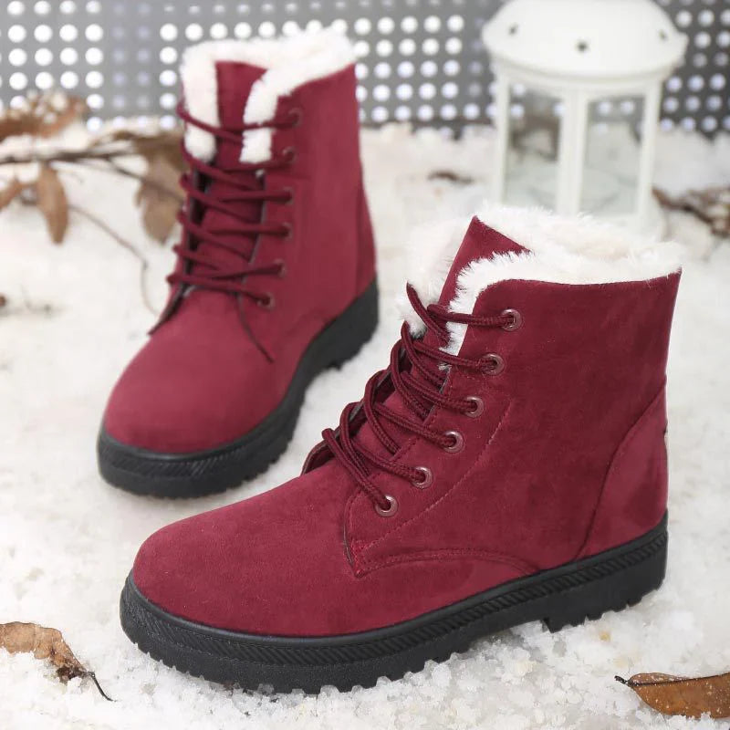 pantsparadises Women Boots Snow Plush Women Shoes Platform Boots For Women Fashion Keep Warm Women's Boots Flat New Botas Mujer Winter Shoes